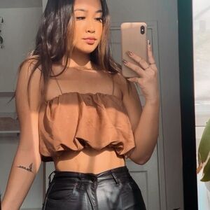 Bungee Strap Ruched Cami Crop Top